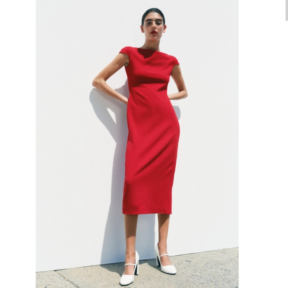 ZARA FITTED MIDI DRESS ZW COLLECTION SIZE M